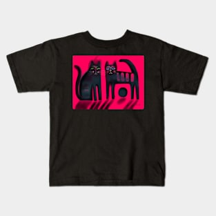 Black cats on red Kids T-Shirt